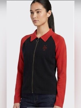 Harley Davidson Sweater Women Multicolor Sz XL FULL-ZIP Embroidered Logo Vintage